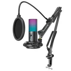 FIFINE - Kit Microfono Cardioide T669 Pro 3 RGB Metalico Stream Podcast
