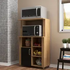TU MESITA - Mueble para Microondas Multiusos Jerijó 1 puerta Color DunaNegro