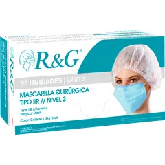 R&G - Mascarilla Quirurgica Descartable Celeste Caja x 50 und