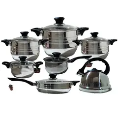 GENERICO - Set de Ollas SUPREMA 14 Piezas SU-0112B-14PC Acero Inoxidable