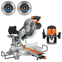 TRUPER - COMBO Sierra ingleteadora telescópica 10 Fresadora Ruteadora 1200W