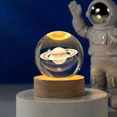 GENERICO - Lámpara LED De Cristal Esfera 3D - Saturno