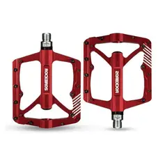 ROCKBROS - Pedal de Aluminio para Bicicleta Rojo