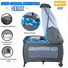 EBABY - Cuna Corral con Mecedora Sally Azul cod 716-3