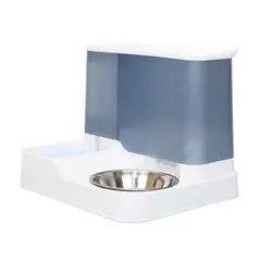 GENERICO - COMEDERO PARA MASCOTAS CELESTE 2 EN 1 + PLATO METÁLICO