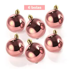GENERICO - SET DE BOLAS NAVIDEÑAS GRANDES ROSADAS X6 UNIDADES - 7 CM