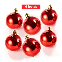 GENERICO - SET DE BOLAS NAVIDEÑAS GRANDES ROJAS X6 UNIDADES - 7 CM