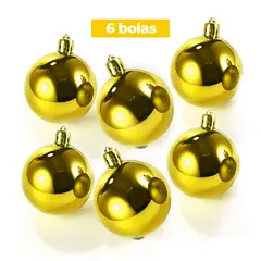 GENERICO - SET DE BOLAS NAVIDEÑAS GRANDES DORADAS X6 UNIDADES - 7 CM