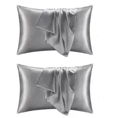 100 PERCENT - Funda Cobertor De Almohada Seda Anti Acne Granos Gris x2