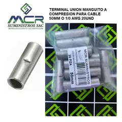 GENERICO - TERMINAL UNION MANGUITO A COMPRESION PARA CABLE 50MM O 10 AWG 20UND