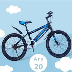 GENERICO - Bicicleta Color Negro con Azul Aro 20