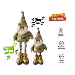 GENERICO - Muñeco Patilarga Santa Claus Papa Noel Navidad 63 CM Musical