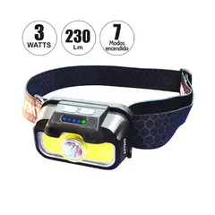 OPALUX - Linterna Frontal LED Recargable 3W 7 Modos OP-3667