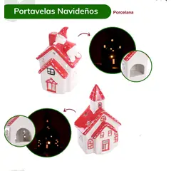 GENERICO - Porta vela navideña de porcelana