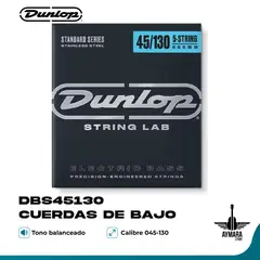 DUNLOP - DBS45130 - Cuerdas de Bajo Eléctrico 45-130 5 Cuerdas