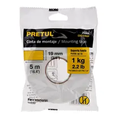 PRETUL - Cinta 3/4" x 5m Doble Contacto 20005