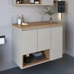 TU MESITA - Mueble de Baño Flotante Luisa color BlancoDuna 3 puertas