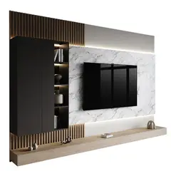 GENERICO - Centro de Entretenimiento Verona 2 Puertas - Negro y Rovere