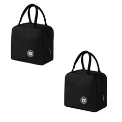 GENERICO - Pack x2 Lonchera Bolso Para alimentos con diseño liso - Negro