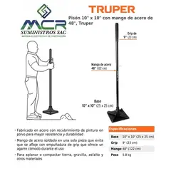 TRUPER - Pisón aplanador compactador 25 x 25cm mango de acero 48 pulgada
