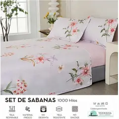 VENECIA - Set de Sabanas QUEEN + Fundas - EUROPEO 100% Algodón