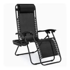 GENERICO - Silla Reposera Plegable Terraza Playera Reclinable Negra