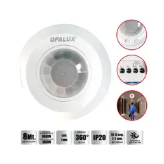 OPALUX - Sensor de Movimiento Mini 8Mts 360° IP20 Serie II ST-05M