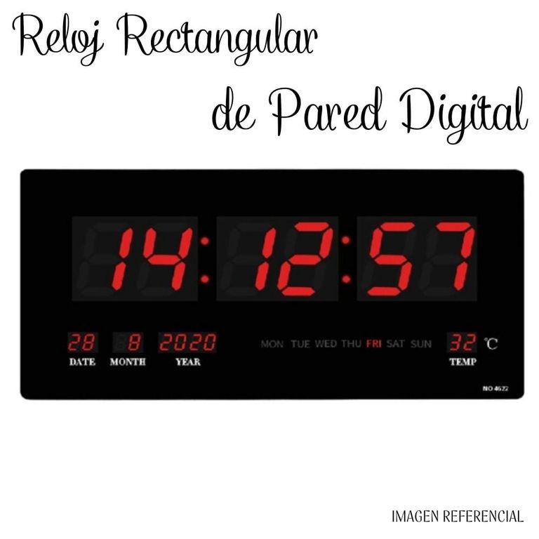 Reloj Rectangular de Pared con pantalla Digital