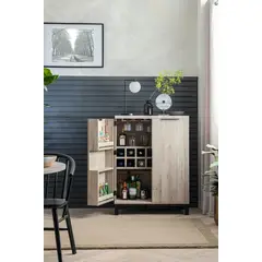 TU MESITA - Mesa de Bar Rústica Miller 2 puertas color Ceniza