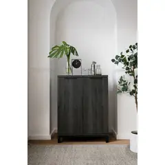 TU MESITA - Mesa de Bar Rústica Miller 2 puertas color Negro TU MESITA