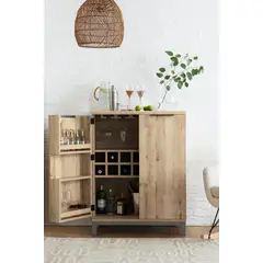 TU MESITA - Mesa de Bar Rústica Miller 2 puertas color Natural