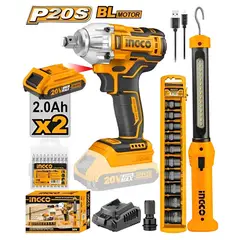 INGCO TOOLS - LLAVE DE IMPACTO BRUSHLESS 20V LINTERNA JUEGO DE DADOS - COSLI23011