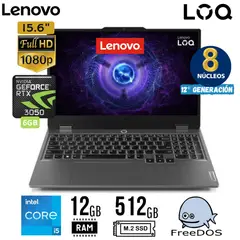 LENOVO - Laptop LOQ 15IAX9 15.6"FHD Core I5 -12450HX, Ram 12Gb, SSD 512Gb, FreeDos