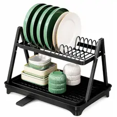 MINARI - Escurridor Organizador de Platos 2 Niveles con Drenaje 30E