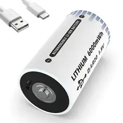 OEM - Pila D LR20 Recargable 1.5V Usb C Litio 1000 Ciclos