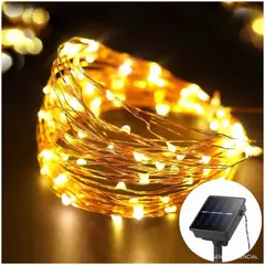 INSPIRA MARKET - Tira de Luces LED Navideñas con Panel Solar 10 M