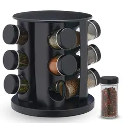 MINARI - Condimentero Especiero Giratorio 9 Frascos de Vidrio 116C