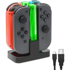 DOBE - Cargador LED Para 4 Mandos Joycon Nintendo Switch