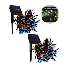 GENERICO - 2 Luces Navideñas Decorativas Multicolor 10mts Con Panel Solar