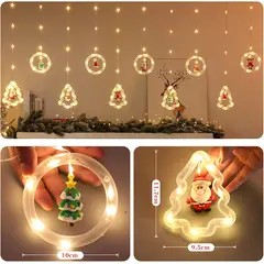 XCLUSIVE - LUCES NAVIDAD AROS ARBOL PINO LED CON MUÑECOS 3 METROS