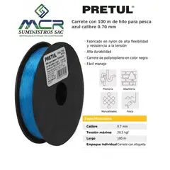 PRETUL - HILO PARA PESCA AZUL CALIBRE 0.70 MM X 100M x3und