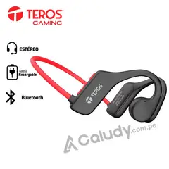 TEROS - Audífono de conducción de aire TE-8078R bluetooth rojo gris