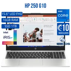 HP - Laptop 250 G10, Intel Core i7-1355U, Ram 16GB, SSD 1TB, 15.6 LED HD, FreeDos