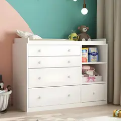 GENERICO - Cómoda Cambiador Para Bebé Amore 5 Cajones Blanco 100 cm Huk