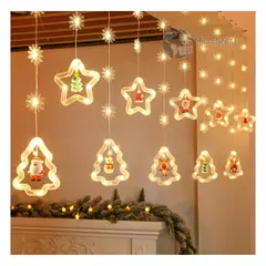 GENERICO - Luz Led de Navidad Guirnaldas de Estrellas y Árbol - Ambar