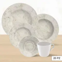 TRAMONTINA - Juego de Vajilla 20 Piezas Travertino