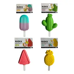 KIOXX - Pack 4 Moldes de Helado Piña Sandía Cactus Clásico de Silicona