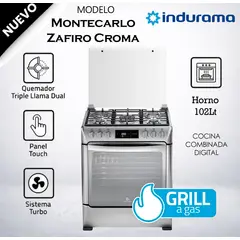INDURAMA - Cocina a Gas 5 Quemadores Montecarlo Zafiro Croma