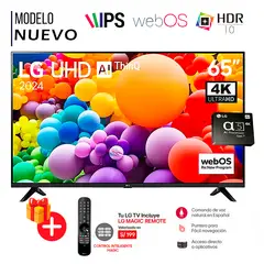 LG - Televisor 65 Pulg. LED Smart TV 4K UHD con Thinq AI 65UT7300PSA + Control Magic