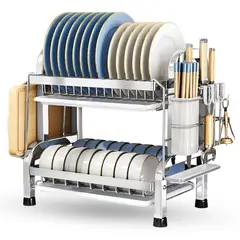 MINARI - Escurridor Organizador de Platos para Cocina Plateado 19E